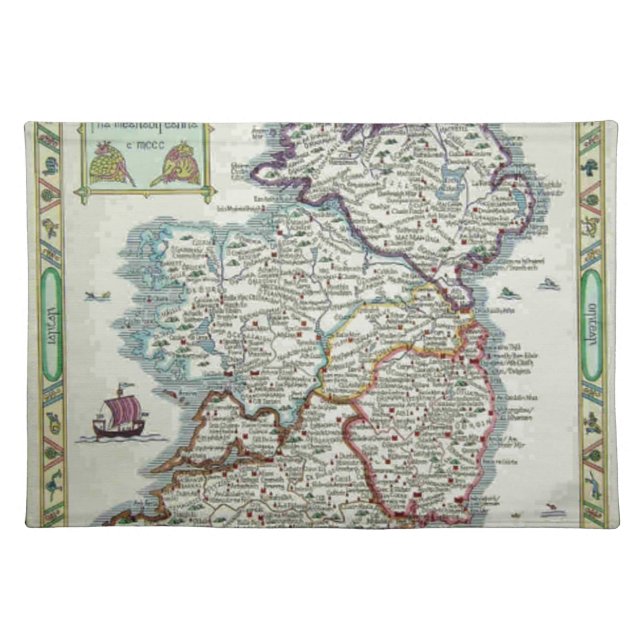 Ireland Map - Irish Eire Erin Historic Map Placemat (Front)