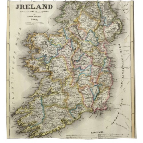Ireland Map _ Irish Eire Erin Historic Map Shower Curtain