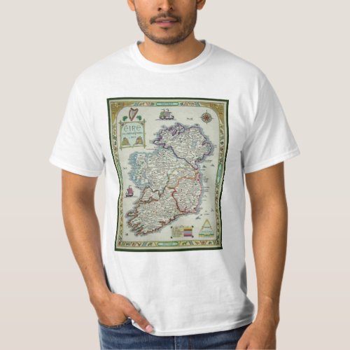Ireland Map _ Irish Eire Erin Historic Map T_Shirt
