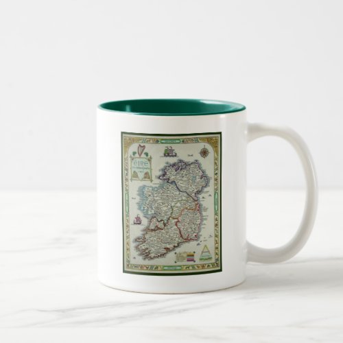 Ireland Map _ Irish Eire Erin Historic Map Two_Tone Coffee Mug