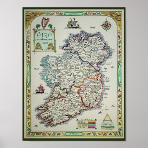 Ireland Map _ Irish Eire Erin Poster Print