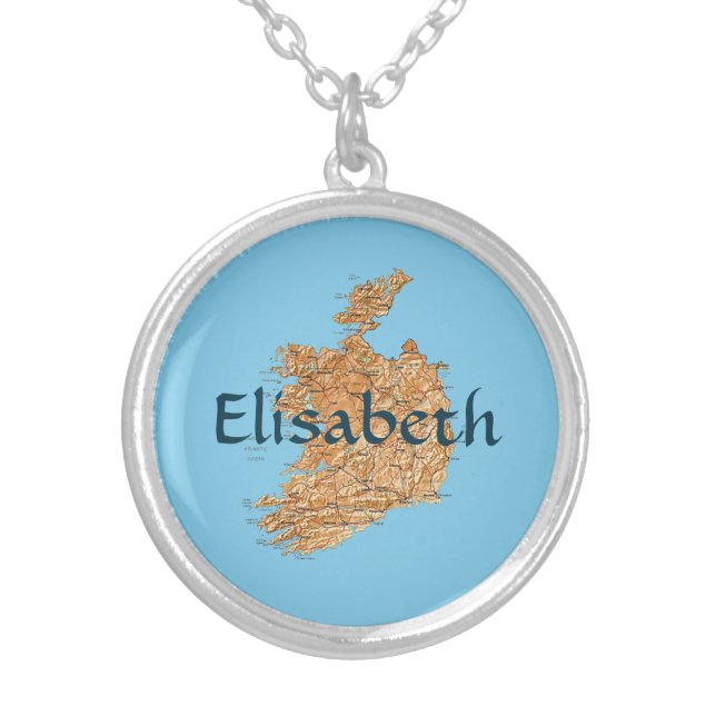 Ireland Map + Name Necklace (Front)