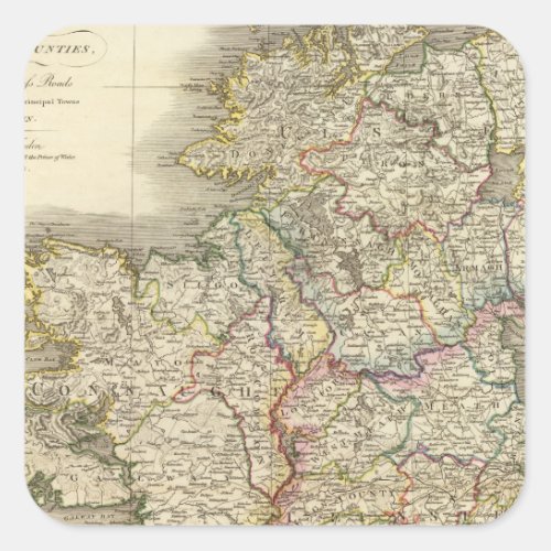 Ireland map square sticker