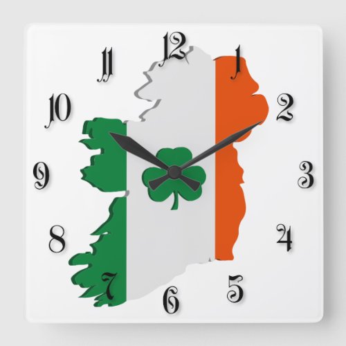 Ireland map square wall clock