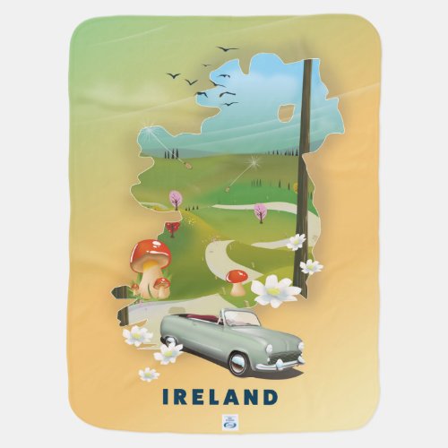 Ireland map vintage travel poster baby blanket