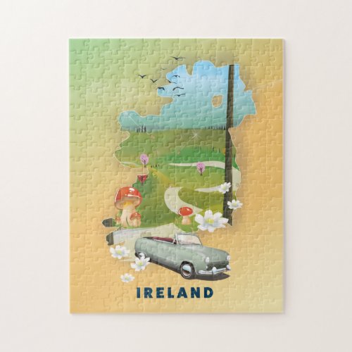 Ireland map vintage travel poster jigsaw puzzle