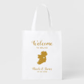 Louisiana Map Destination Wedding Welcome Bag, Tot Grocery Bag