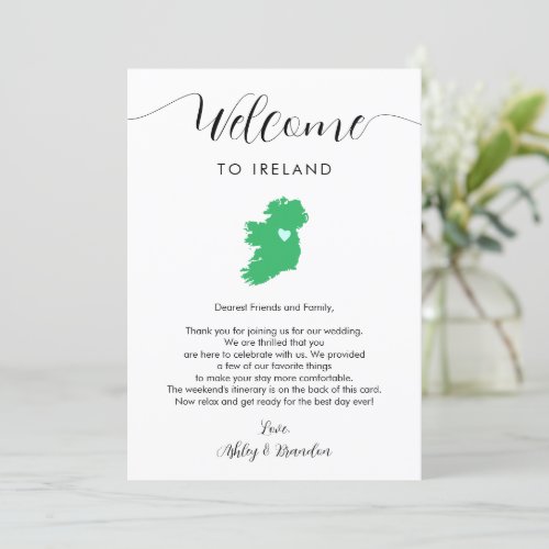 Ireland Map Wedding Welcome Letter Itinerary