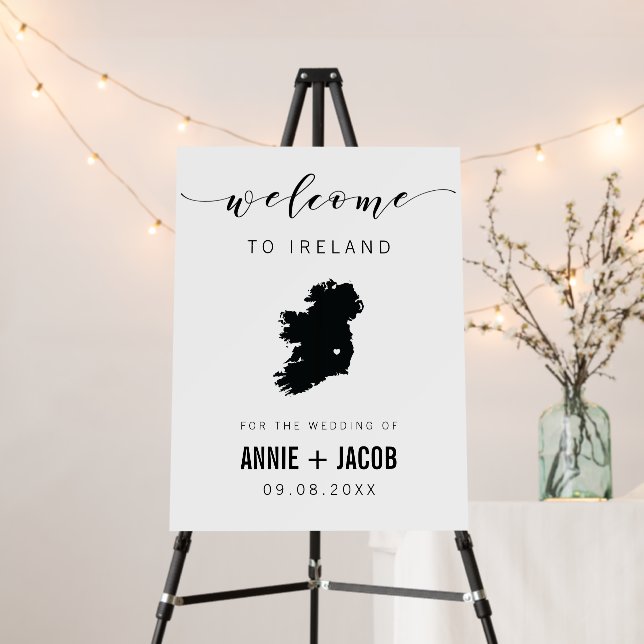 Ireland Map Wedding Welcome Sign, Irish Wedding Foam Board (In Situ (Stand))