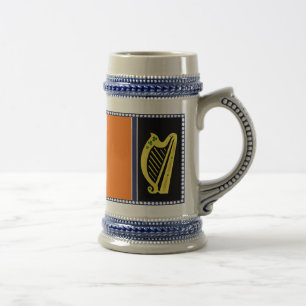 Ireland National flag, Harp, green shamrocks Beer Stein