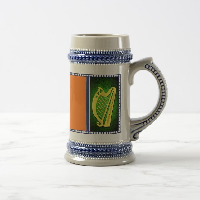 Ireland National flag, Harp, green shamrocks Beer Stein (Right)