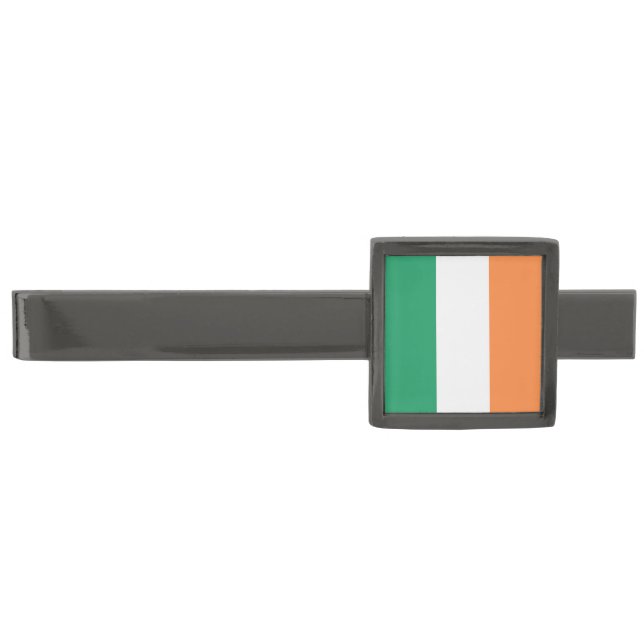 Ireland National Flag, Irish standard, Banner Gunmetal Finish Tie Bar (Front)