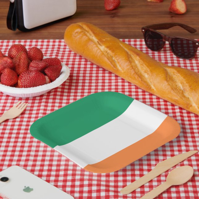 Ireland National Flag, Irish standard, Banner Paper Plates (Picnic)
