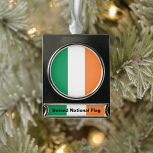Ireland National Flag, Irish standard, Banner Silver Plated Banner Ornament