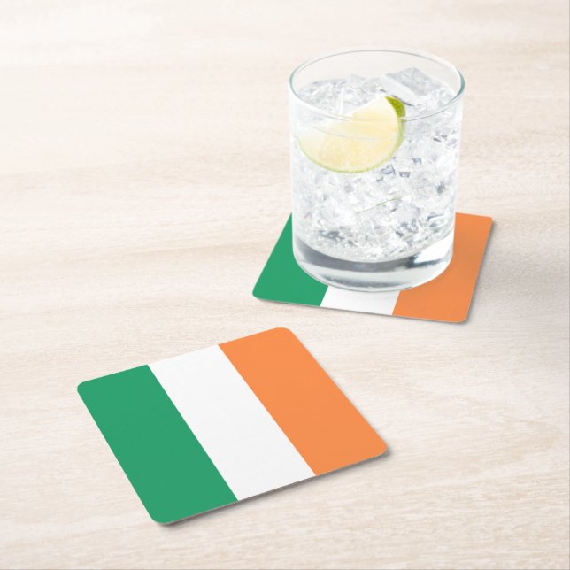 Ireland National Flag, Irish standard, Banner Square Paper Coaster (Insitu)