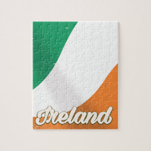 Ireland National Flag retro travel poster Jigsaw Puzzle