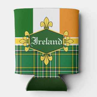 Ireland National flag, Tartan, Customize the name Can Cooler