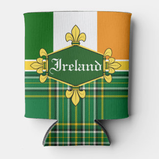 Ireland National flag, Tartan, Customize the name Can Cooler