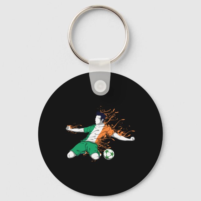 Ireland National Soccer - Irish Flag Footbyll Love Keychain (Front)