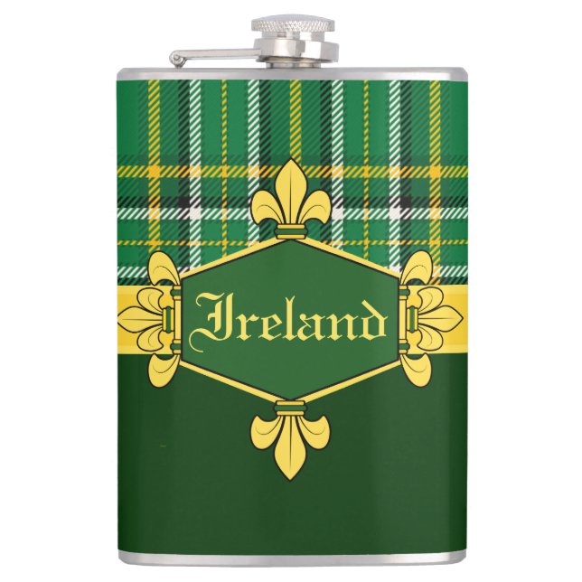 Ireland National Tartan, Customize with name Flask (Front)