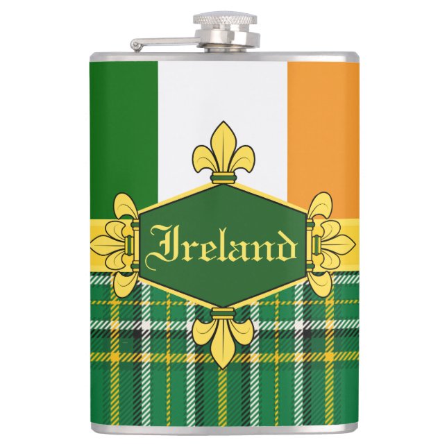 Ireland National Tartan,flag, Customize with name Flask (Front)