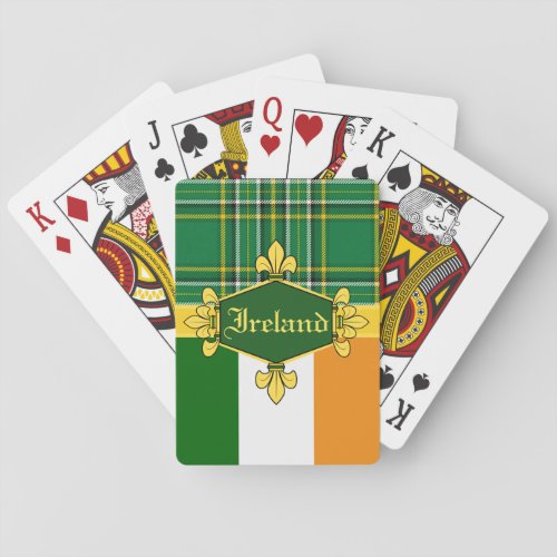 Ireland National Tartanflag Customize with name Playing Cards