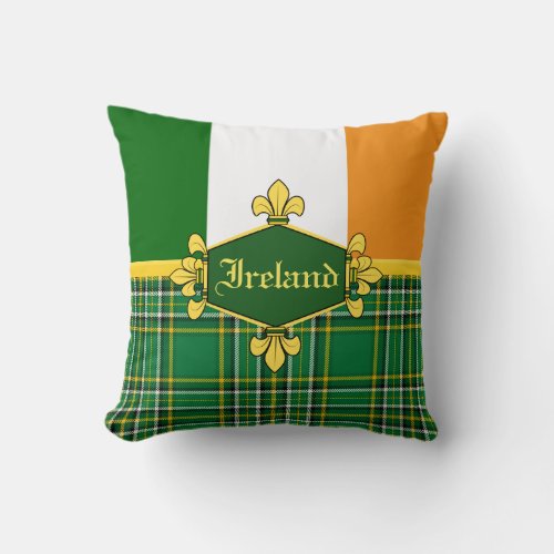 Ireland National Tartanflag Customize with name Throw Pillow