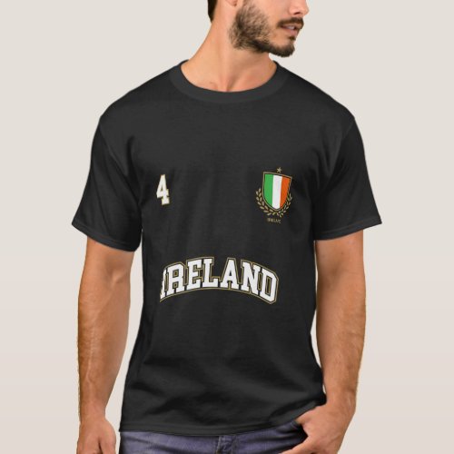 Ireland Number 4 Soccer Team Sports Irish Flag T_Shirt