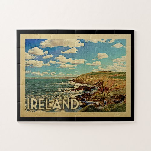 Ireland Ocean Cliffs Vintage Travel Jigsaw Puzzle