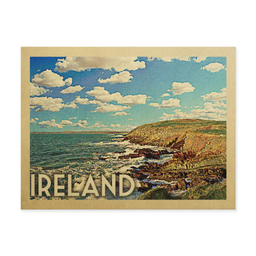 Ireland Ocean Cliffs Vintage Travel Postcard