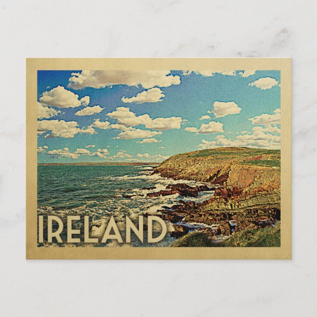 Ireland Ocean Cliffs Vintage Travel Postcard (Front)