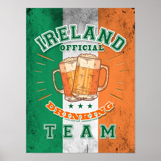 Ireland Official Drinking Team. Funny beer Poster (Front)