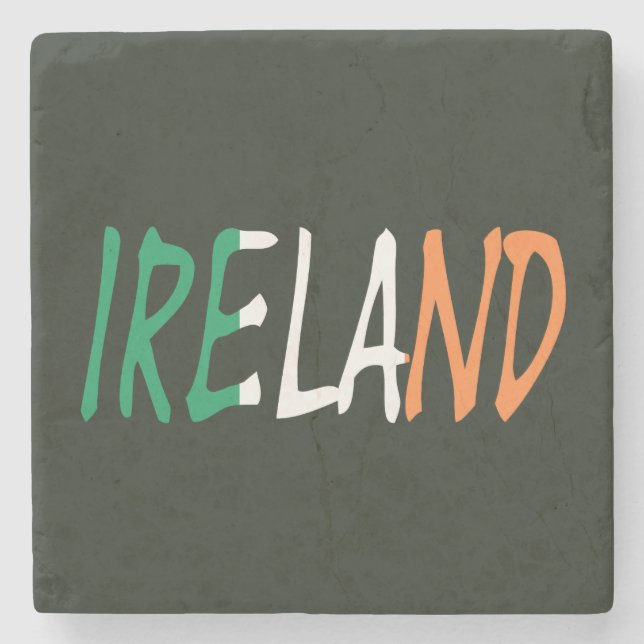 Ireland overlaid on Irish flag coastercnt Stone Coaster (Front)