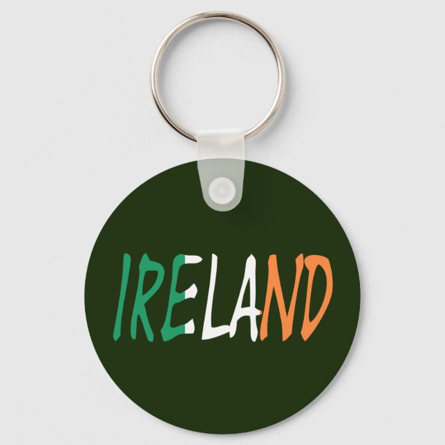 Ireland overlaid on Irish Flag kccnt Keychain (Front)