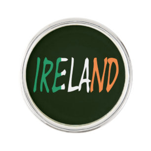 Ireland overlaid on Irish Flag lpcnt Lapel Pin
