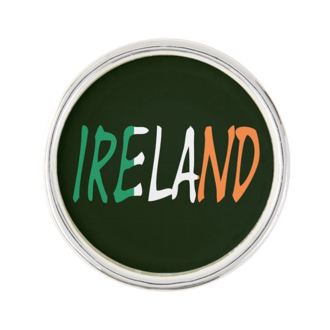 Ireland overlaid on Irish Flag lpcnt Lapel Pin (Front)