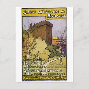 Ireland Paddington Railway Vintage Travel Postcard