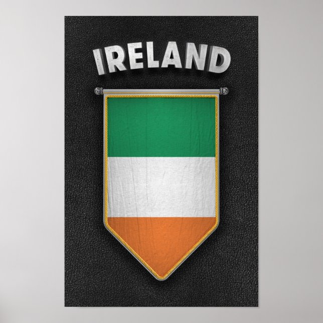 Ireland Pennant with high quality leather look Poster (Front)