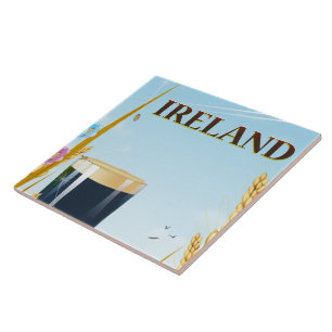 Ireland pint landscape travel poster tile
