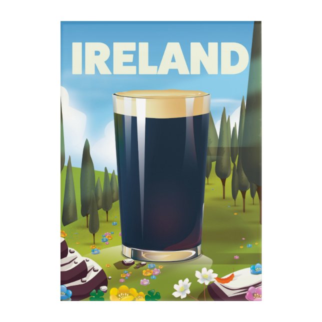 Ireland Pint Travel poster Acrylic Print (Front)