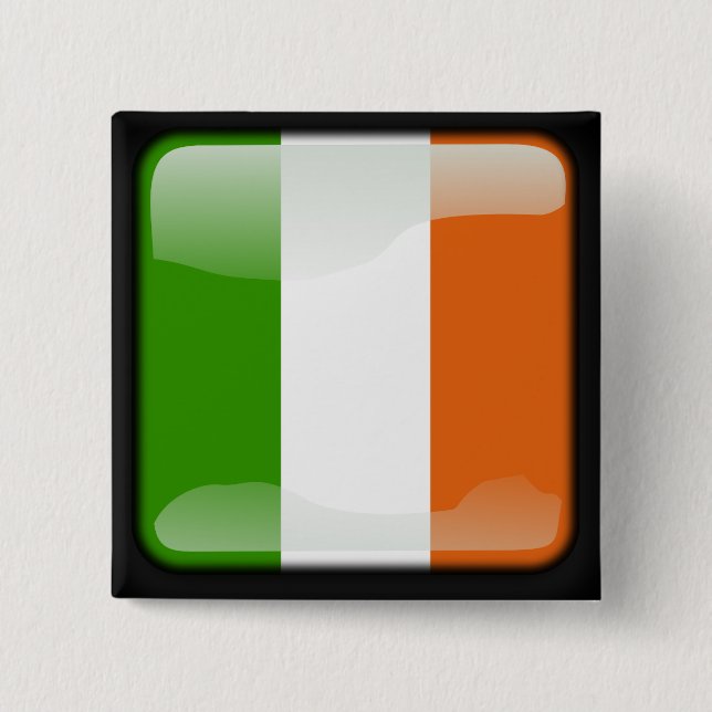 Ireland polished flag pinback button (Front)