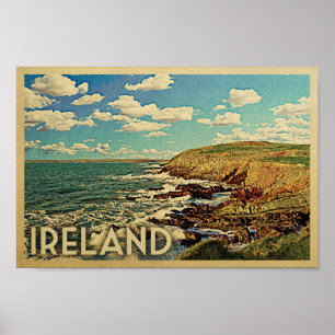 Ireland Poster Vintage Travel Print Irish Coast