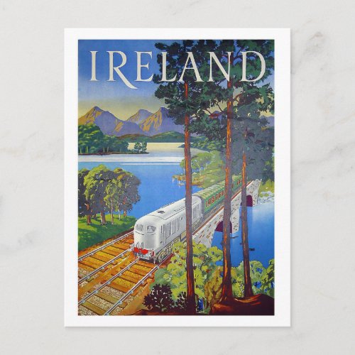 Ireland railway landscape view vintage travel postcard
