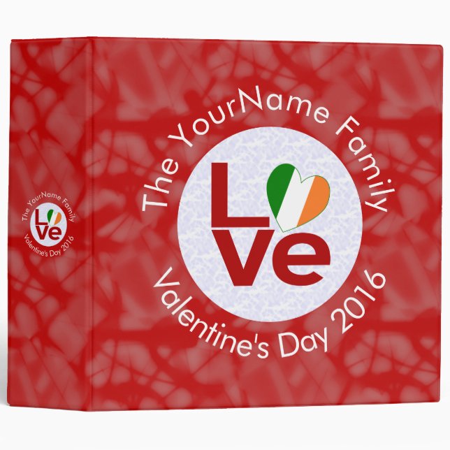 Ireland Red LOVE Flag Personalized  Binder (Front/Spine)