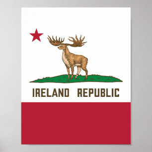 Ireland Republic Irish Elk Flag Giant Deer Poster