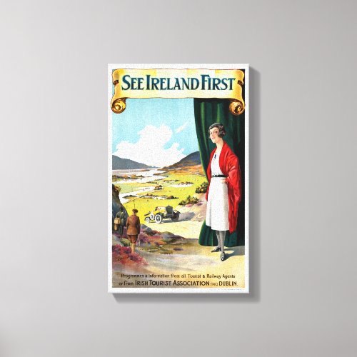 Ireland Restored Vintage Travel Poster Canvas Print