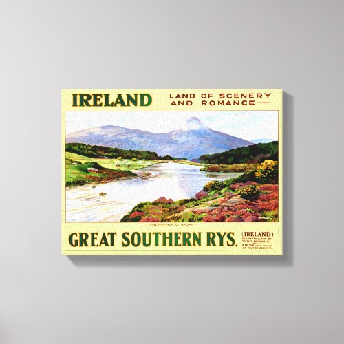 Ireland Restored Vintage Travel Poster Canvas Print