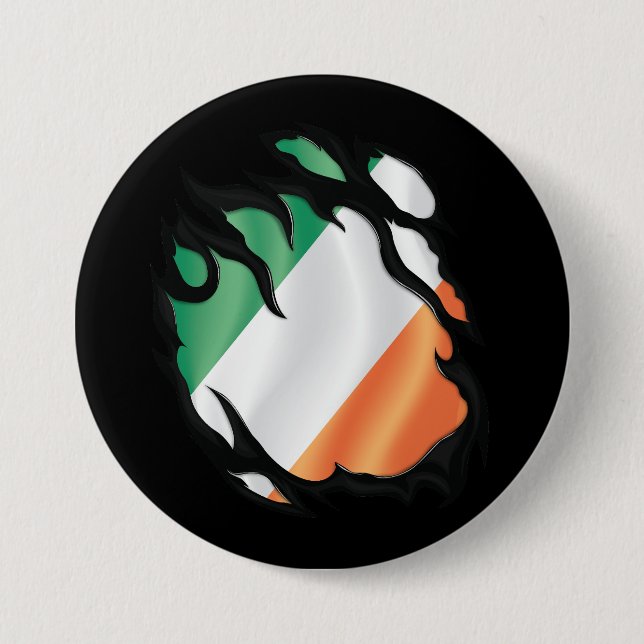 Ireland Ripped Flag Button (Front)
