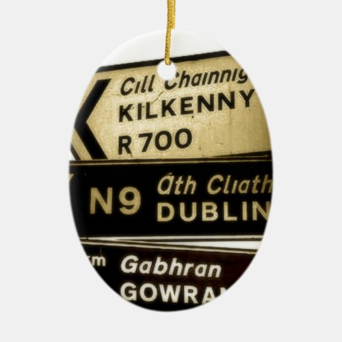 Ireland Roadside Signs Ceramic Ornament