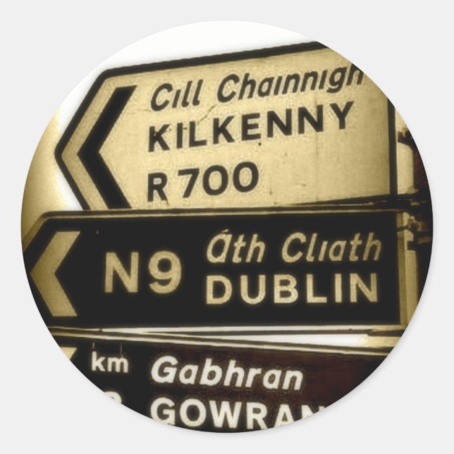Ireland Roadside Signs Classic Round Sticker (Front)